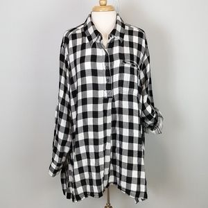 Lane Bryant Plaid Popover Tunic Black Size 22/24
